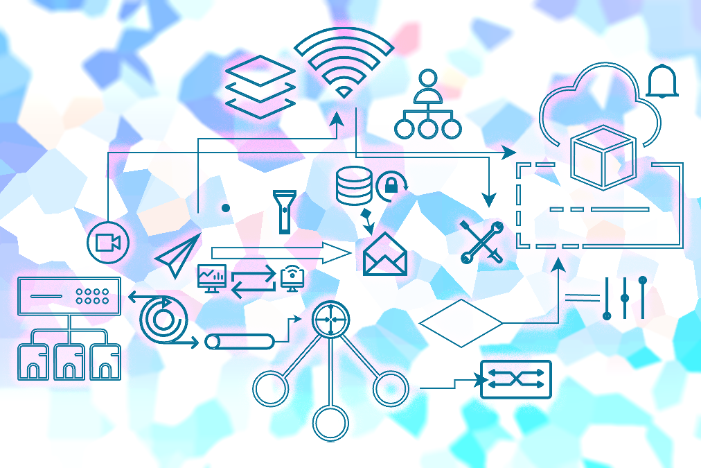 A complex diagram meant to invoke the complexities of network management
