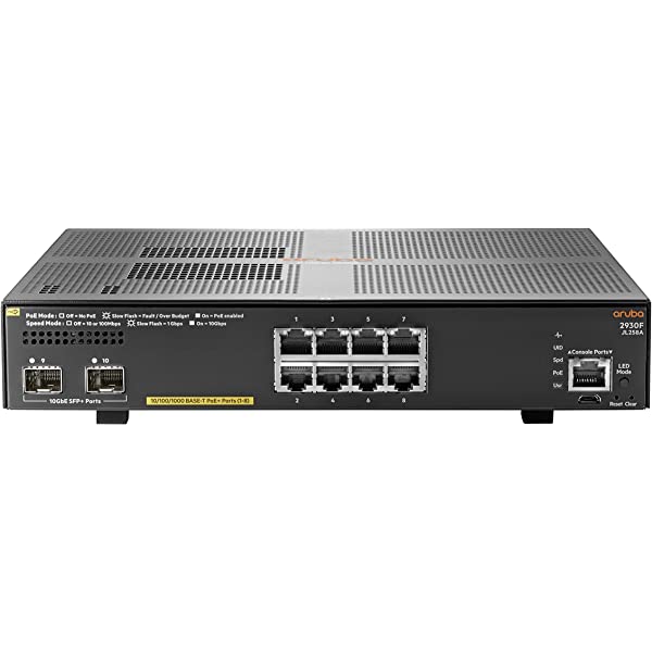 Aruba Switches HP Aruba 2930F 8G PoE+ 2SFP+ Switch #ABA - JL258A Refurbished