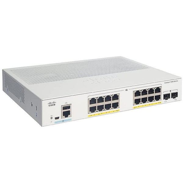 Cisco Cisco Cisco 16x 10/100/1000 Ethernet ports, 2x 1G SFP uplinks with external PS Switch - C1000-16T-E-2G-L Refurbished