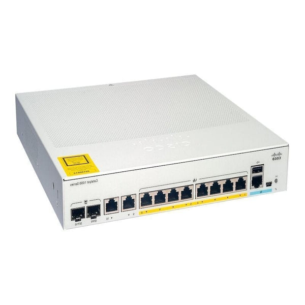 Cisco Cisco Cisco 8x 10/100/1000 Ethernet ports, 2x 1G SFP and RJ-45 combo uplinks, with external PS Switch - C1000-8T-E-2G-L Refurbished