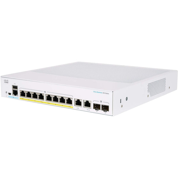 Cisco Cisco Copy of Cisco Business 350 Series 8 10/100/1000 Port PoE+ Managed Switch w/ 2 Gigabit Copper/ SFP Combo Ports - CBS350-8FP-2G-NA Refurbished