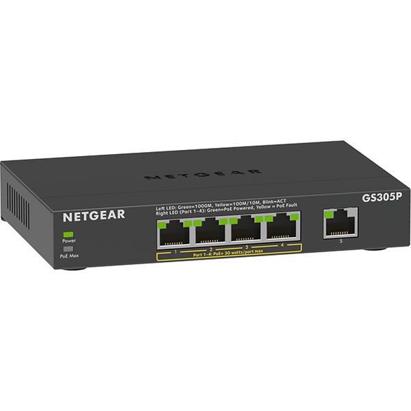 Netgear Netgear Netgear GS305P 5 Port Gigabit Unmanage PoE Switch  - GS305P - New